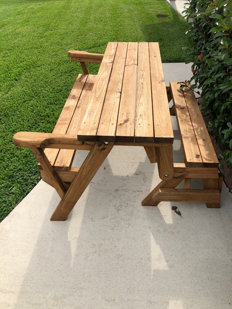 Stained and Sealed Outdoor Convertible Picnic Table and ...