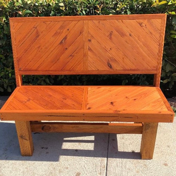 Wood Bench With Back Etsy