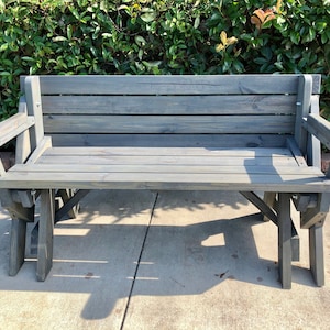 Convertible - Folding Bench Seat to Picnic Table (with arm rests) - Handcrafted