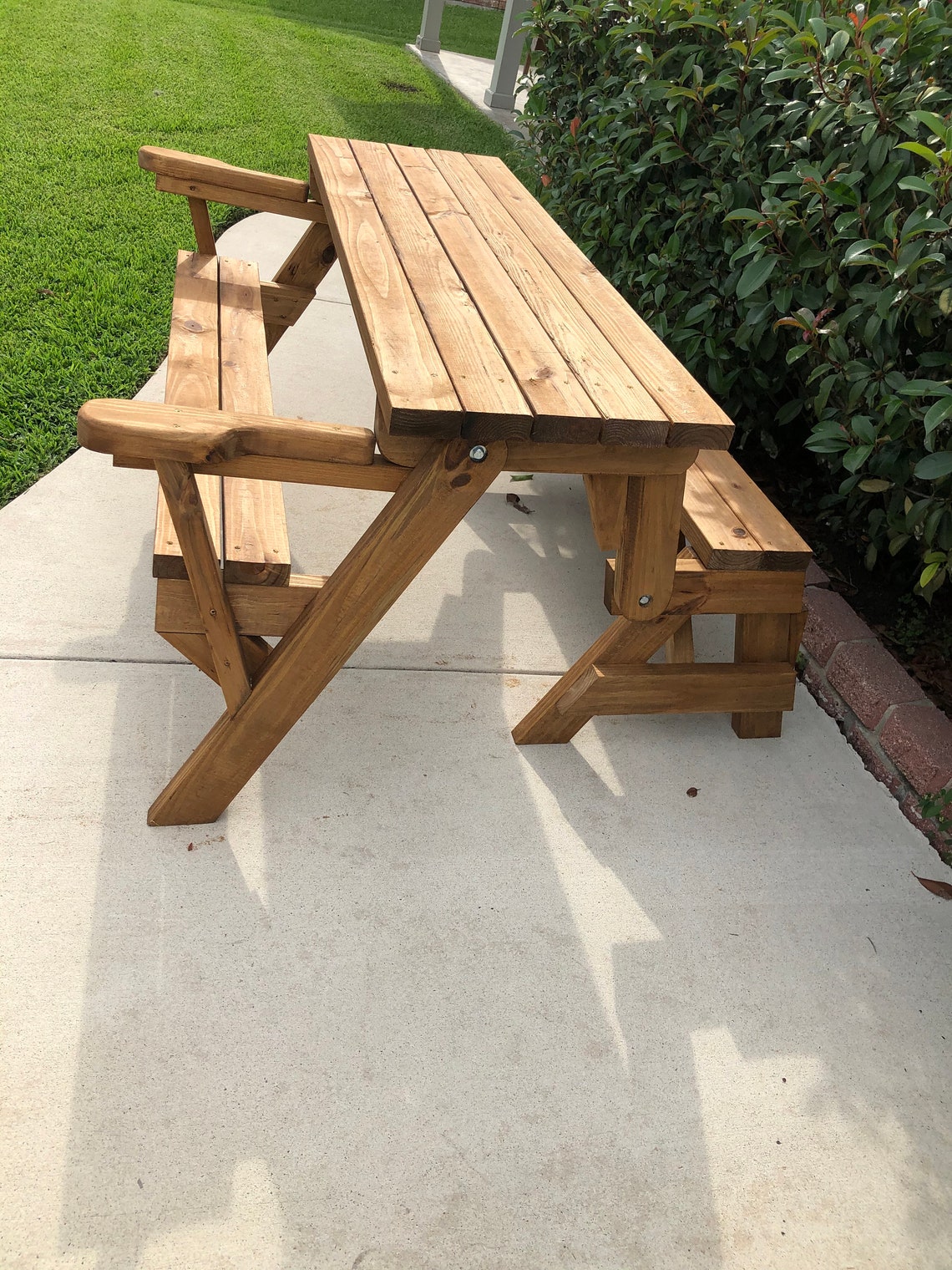 Convertible Folding Bench Seat to Picnic Table with arm Etsy