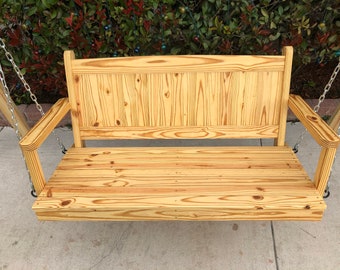 Handcrafted Outdoor Wooden Porch Swing- Solid Wood