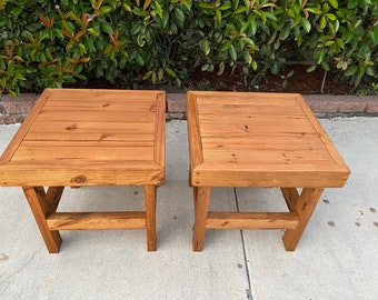 Handcrafted Outdoor Patio End Table Set- (Available In Any Size)