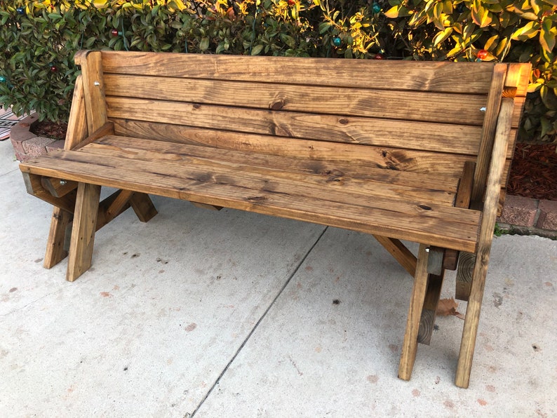 Convertible Folding Bench Seat to Picnic Table without Arm Etsy