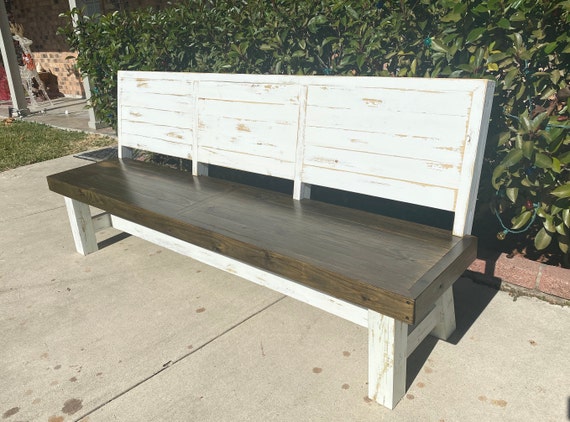 Diy farmhouse bench with back outlet