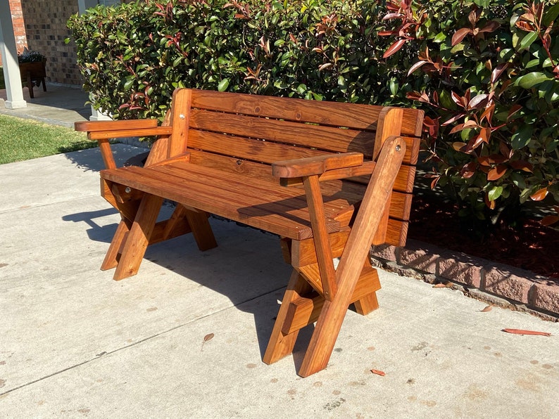 Convertible Folding Bench Seat to Picnic Table with Arm Rest Etsy