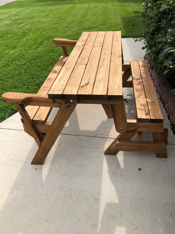 Convertible Folding Bench Seat to Picnic Table with arm rest Etsy