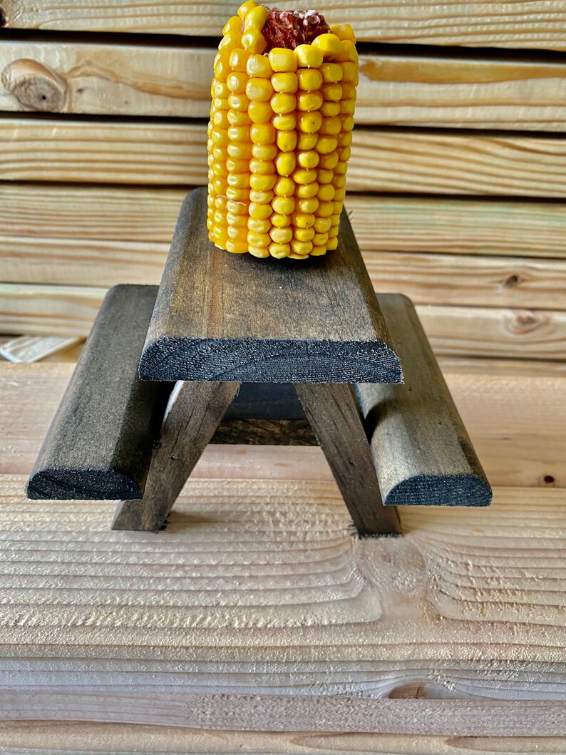 Squirrel Feeder Picnic Table burnt hickory