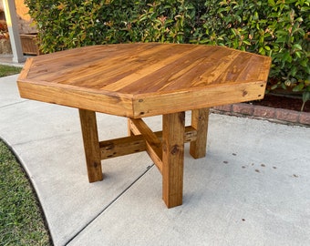 Handcrafted Octagon Outdoor Porch Table  - Solid Wood