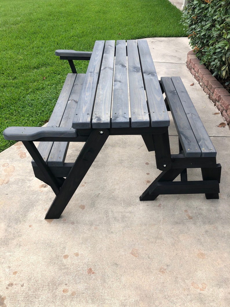 Convertible Folding Bench Seat to Picnic Table with Arm Rest Etsy