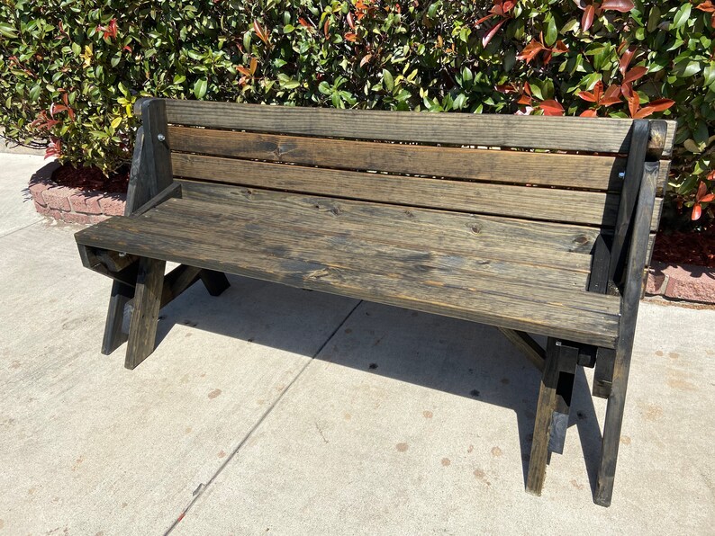 Convertible Folding Bench Seat to Picnic Table with Arm Rest Etsy