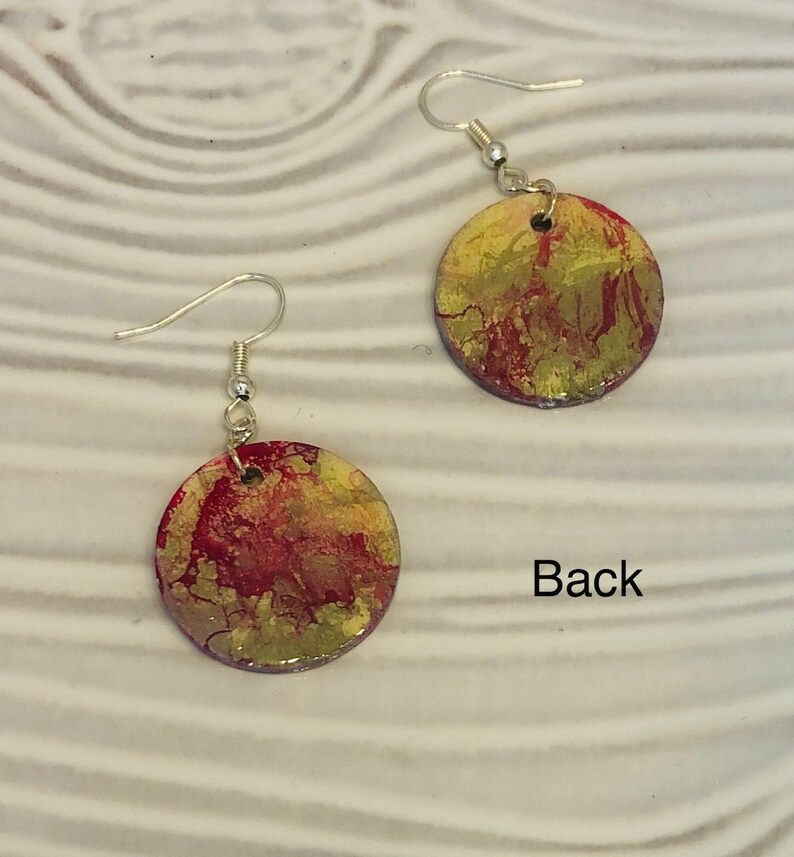 Earrings Hydro dipped handmade balsa wood earrings abstract Etsy