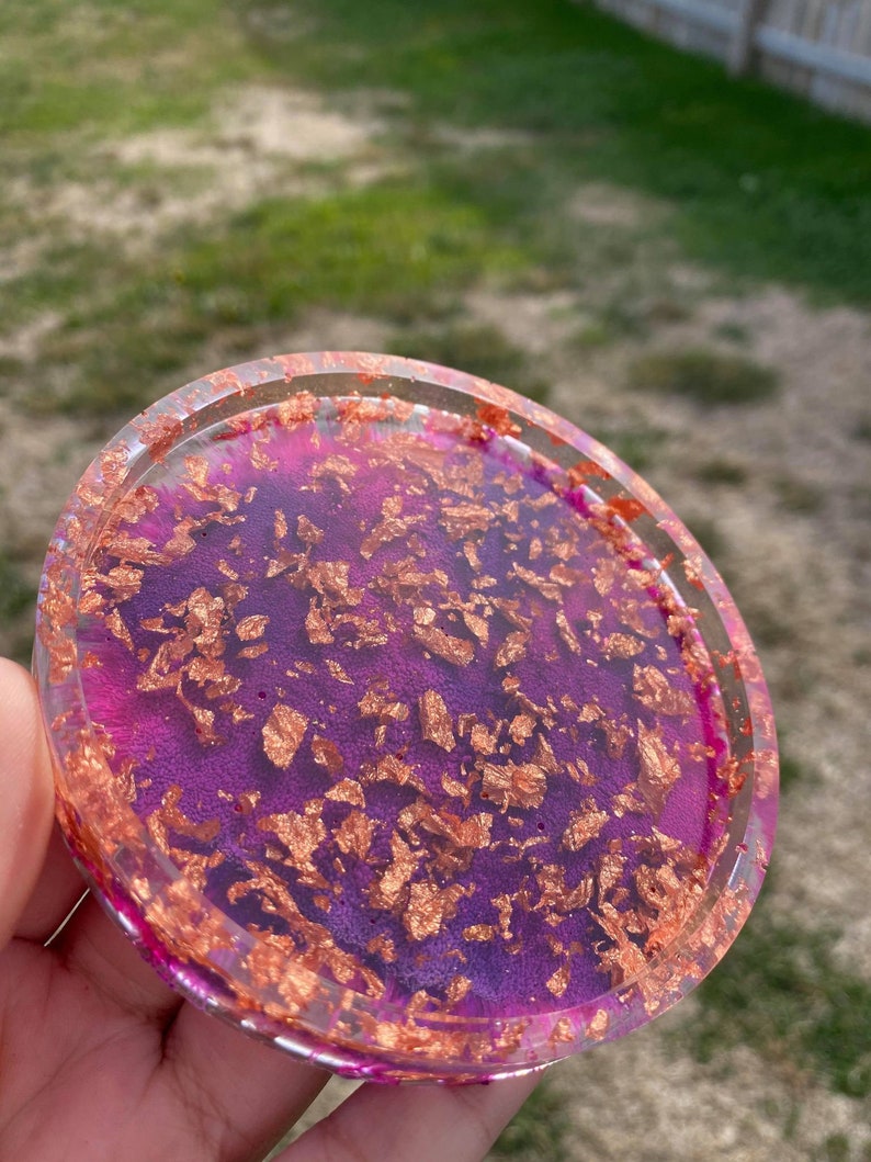 Gold Flake Alcohol Ink resin Coaster Trinket dish Resin coaster Jewelry Trinket Dishj