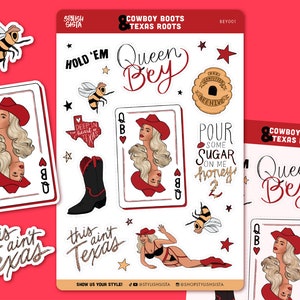 Feuille d'autocollants pour bottes de cow-boy et racines du Texas | Stickers Bey