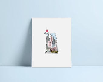 The City Figure | Body Positive Illustration, Plus Size Wall Art, Woman Art Print