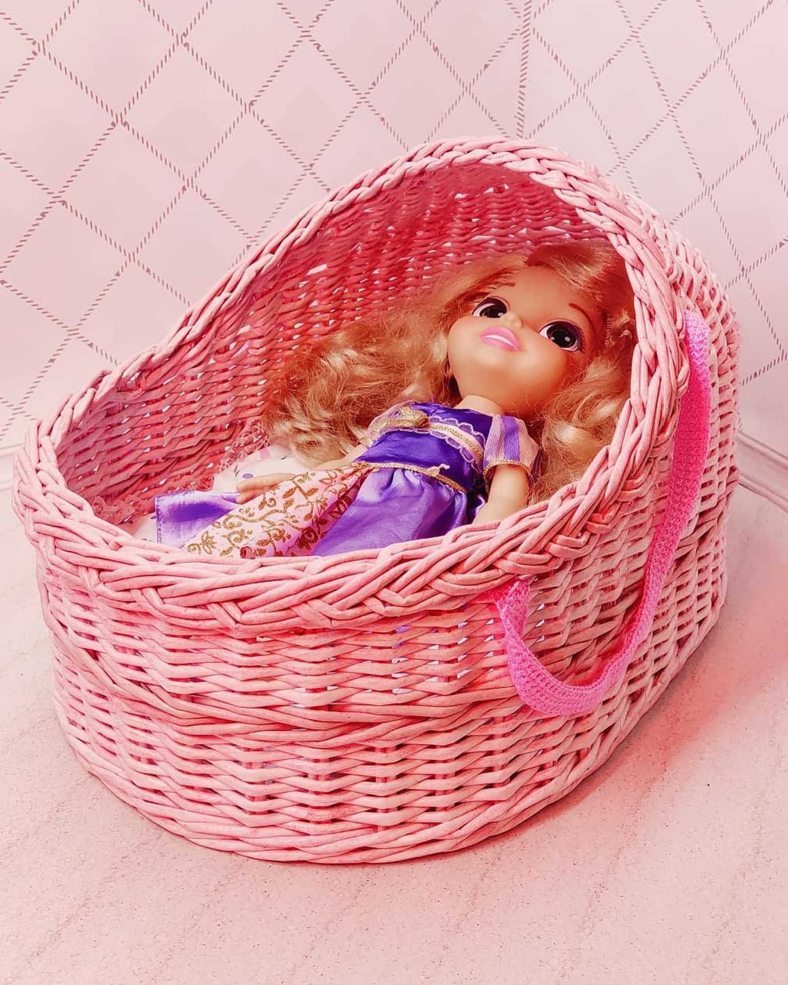 Baby Doll Cradle Wicker Cradle Antique Doll Furniture Etsy