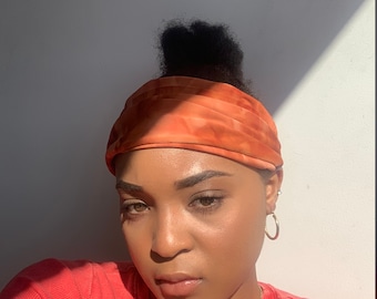 Marmor Batik Stirnband: Boho Orange Pink Gelb Ohrenwärmer