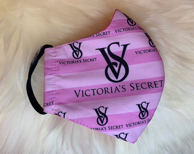 Designer Face Mask Victorias Secret Inspired Black Logo Etsy