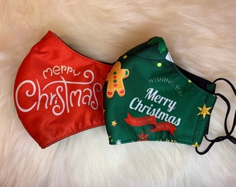 Weihnachts Gesichtsmaske: Verstellbare Weihnachtsmaske aus Baumwolle mit Filter