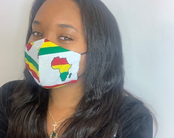 Gesichtsmaske mit afrikanischem Druck - schwarzer Geschichte Monat Ein Kara-Stoff, Tribal Geometric waschbare Stoffmaske