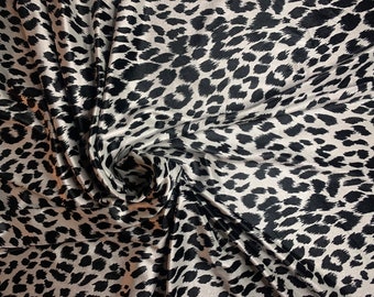 Samt mit Gepardenprint, Schwarz und Weiss Stretch Samt