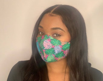 Tropische Ananas Gesichtsmaske, wiederverwendbarer Baumwoll-Aloha-Druck