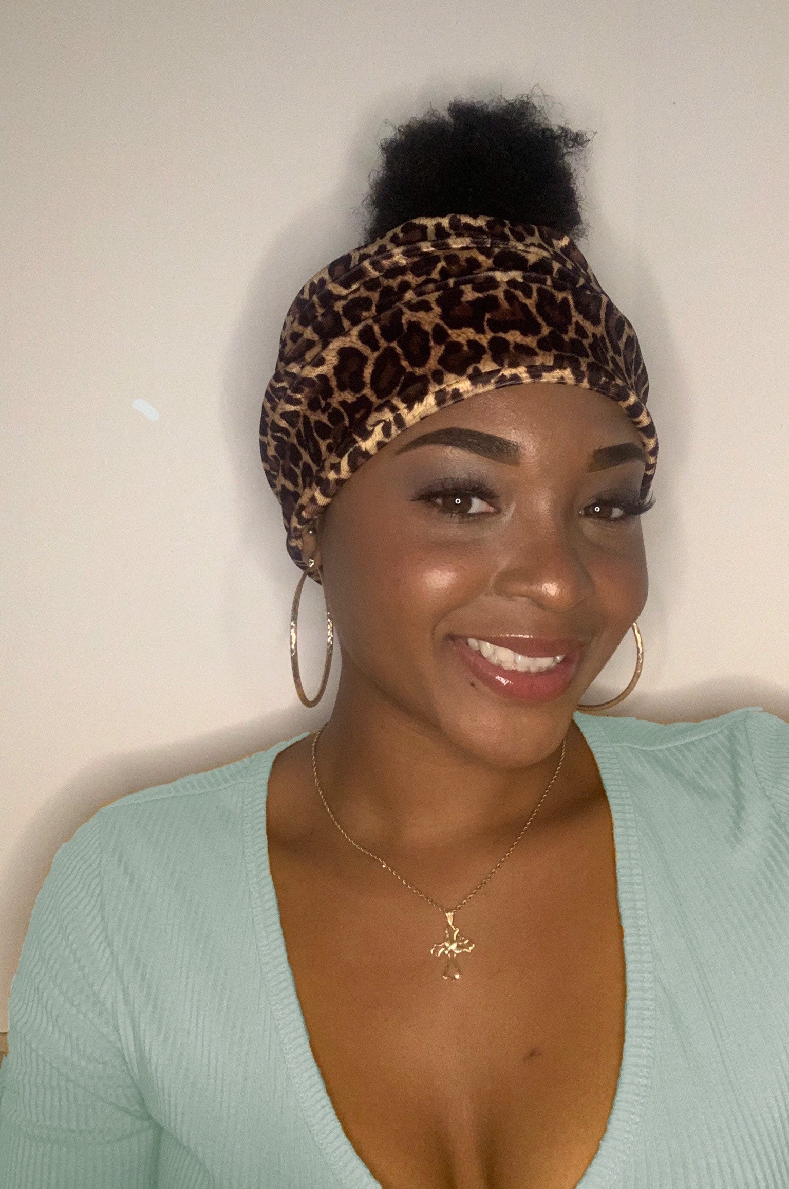 NWT‎ Leopard Silk and Gold Eugenia Kim Headband Raquel Leopard-Print Satin Headscarf | Eugenia Kim main image 2