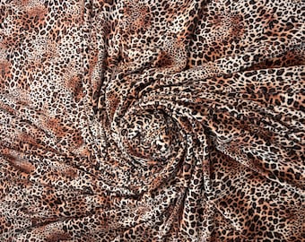 Gepard Leopard Print Stretch Samt Stoff, DIY Nähen, 60 "Breit