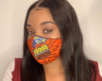 Gesichtsmaske mit afrikanischem Druck, Ankara-Stoff, waschbar wiederverwendbar