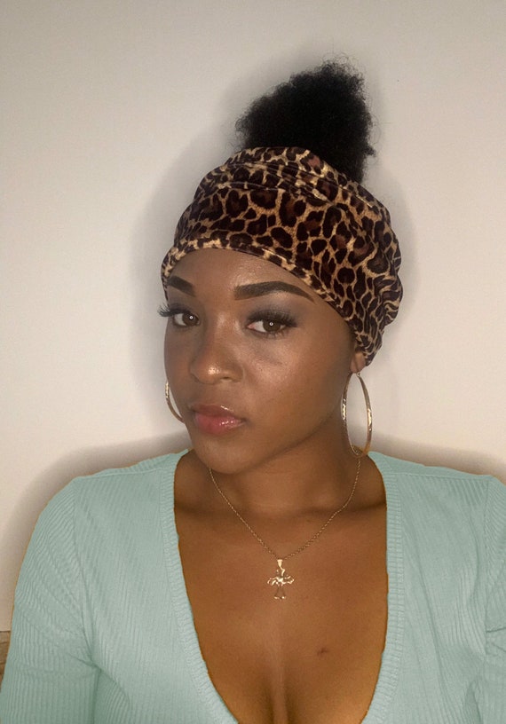 TOSDesignsStore New Cheetah Velvet Headband Face Cover Woman Headband Leopard Print Cheetah Print Wide Women s Headband