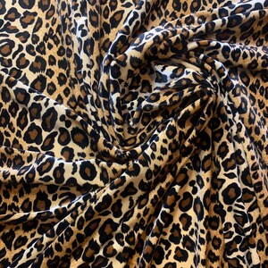 Leopard Printed Fabric, Leopard Design Print, Stretch Velvet, By The Yard, Fabric, Textured, Craft Supplies, 4 Way Stretch, Polyester