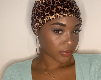 Geparden Samtstirnband: Leopard Muster Breites Haarband