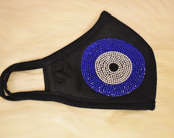 Strass Evil Eye Gesichtsmaske: Wiederverwendbare, waschbare Maske für Erwachsene