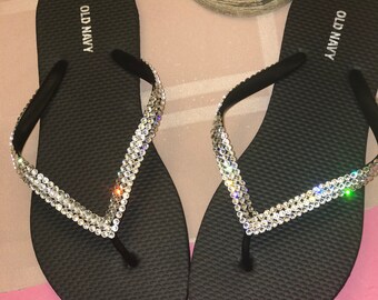 pink flip flops with bling