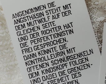 Gestempelter Kunstdruck "Angsthäsin & Mutwolf"