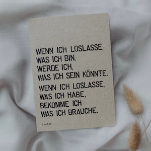 Postkarte WENN ICH LOSLASSE gestempelter Spruch