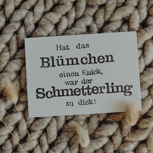 Postkarte "Blümchen & Schmetterling" gestempelter Spruch