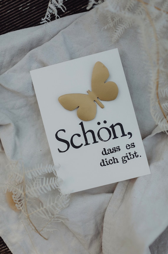 Postkarte "Schön, dass es dich gibt", Grußkarte, Karte gestempelt, Schmetterling