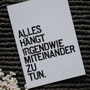 Postkarte "Miteinander zu tun" gestempelter Spruch