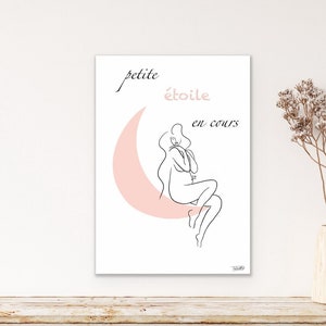 Poster future mom, poster pregnancy, maternity art, drawing pregnancy, gift future mom deco, pregnant woman gift line art minimalistisch