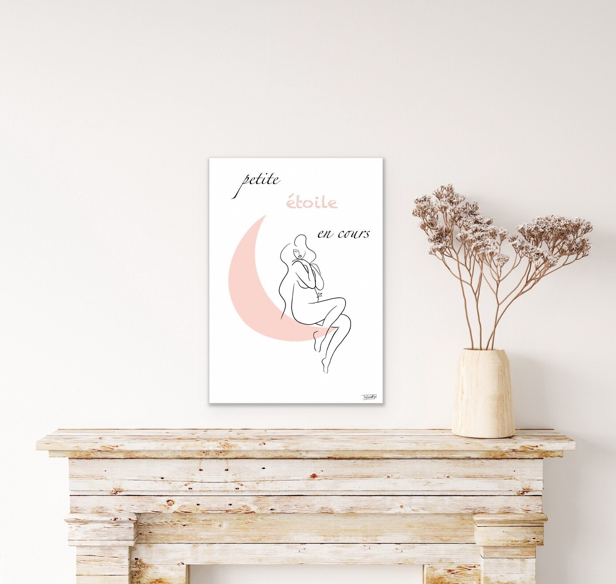 Affiche Future Maman, Affiche Grossesse, Maternité Art, Dessin Cadeau Futur Maman Déco, Femme Encein