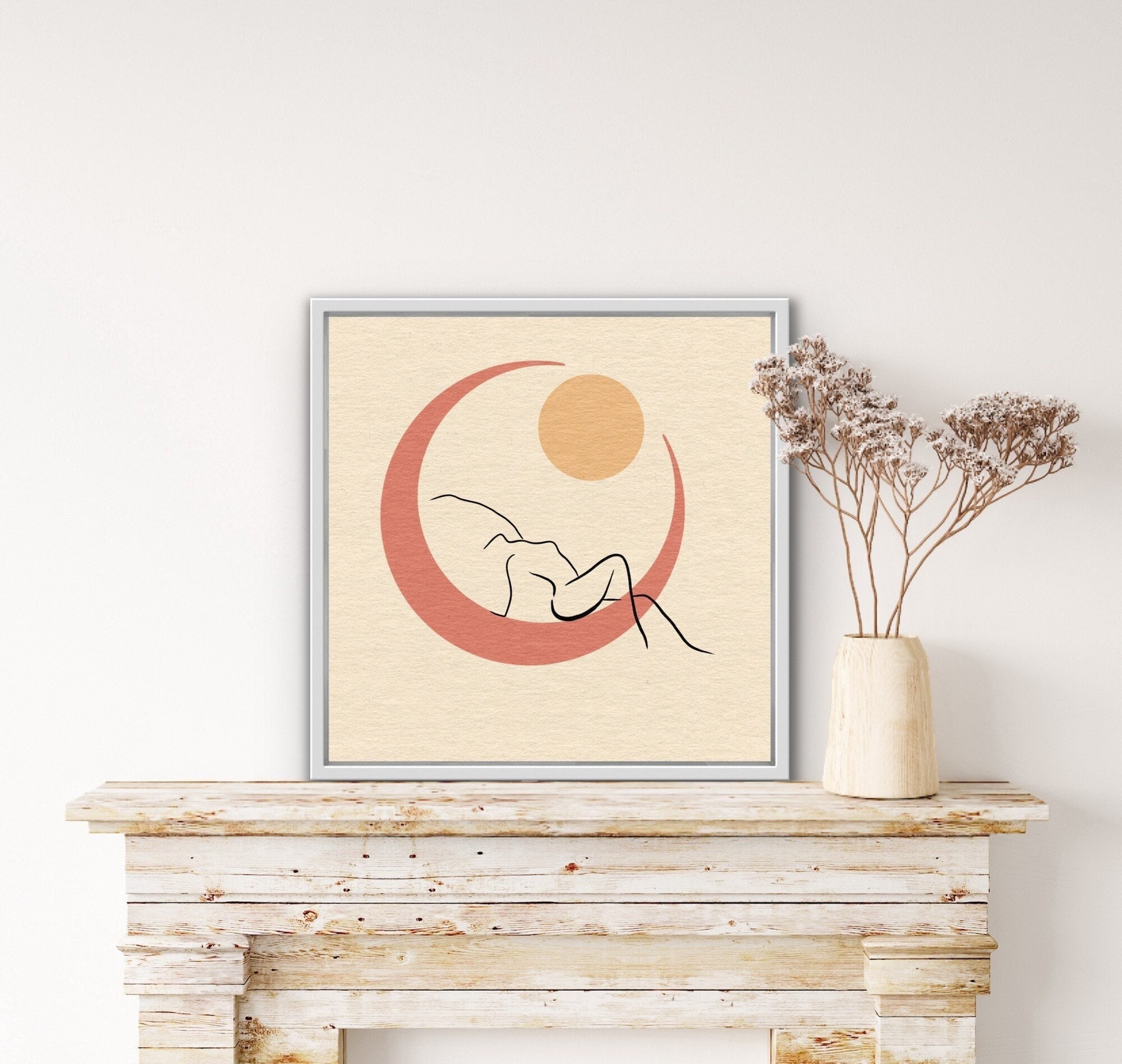 Line Art Impression Corps Femme Nue Abstrait Affiche d'art Carré Dessin Minimaliste Féministe Déco M