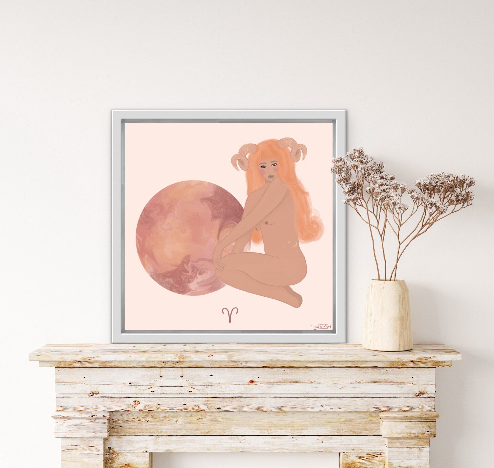 Belier, Affiche Astrologique, Horoscope, Belier Signe Zodiac, Poster Déesse Belier, Cadeau Decor Spi