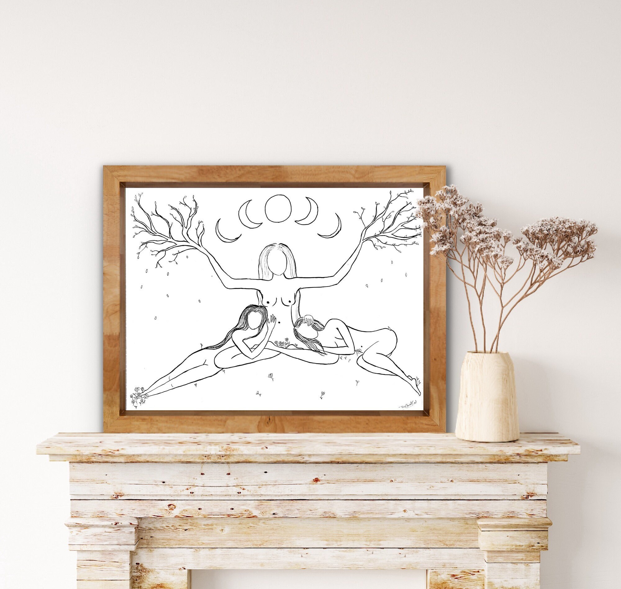 Art Print Impression Affiche d'art Murale Femmes Soeurs Sororité Amour Décoration d'intérieur Illust