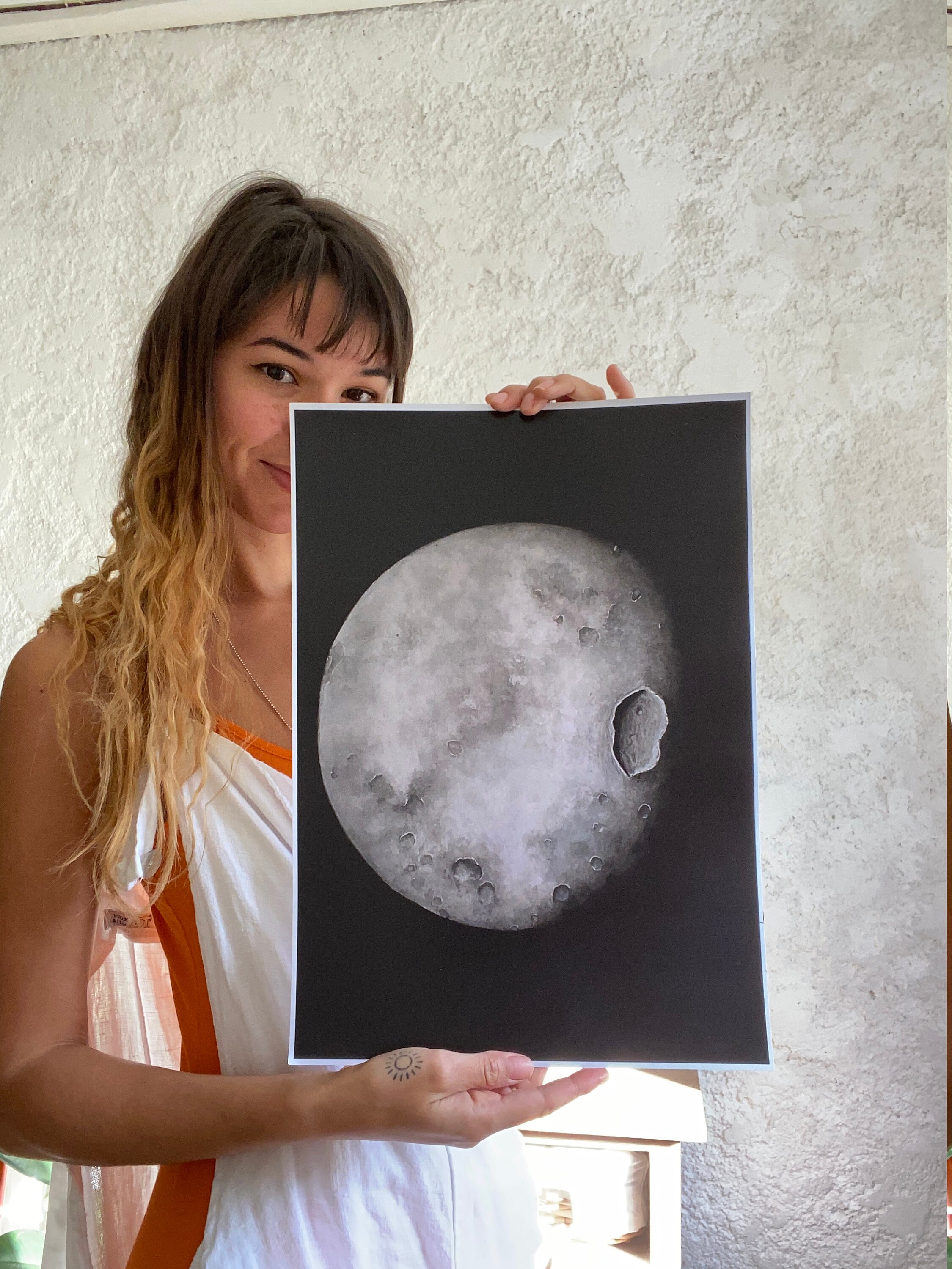 Impression Affiche d'art Peinture Aquarelle Originale Lune A4 Cycle Lunaire Dessin Déco Murale Intér