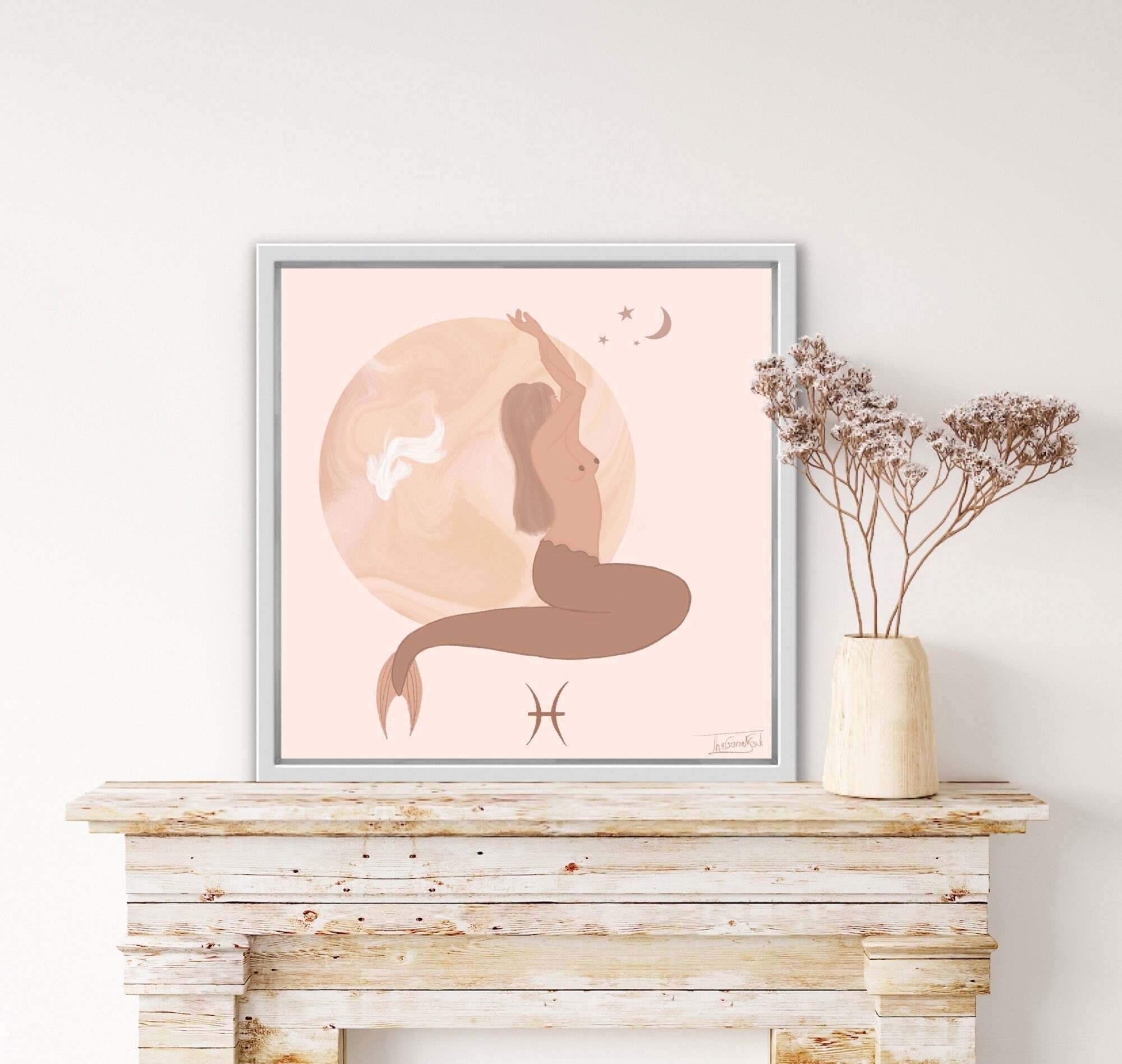 Poisson, Affiche Astrologique, Horoscope, Poisson Signe Zodiac, Poster Déesse Poisson, Cadeau Decor