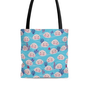 Blob fish Tote Bag | cartoon fashion side messenger | cute kawaii ugly fish ugliest ocean sea pink fish meme deep ocean