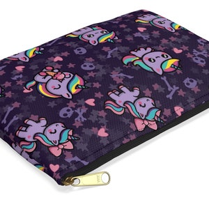 Pastel Goth Kawaii Unicorn Makeup Bag | Accessory Pouch clutch bag | spooky cute punk emo magical stars colorful gothic