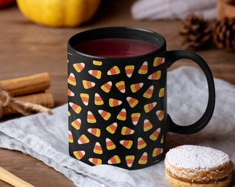 Candy corn Halloween Becher | 11 Unzen Kaffee-Tee-Becher | süßes gruseliges nostalgisches 90er Jahre Bonbon