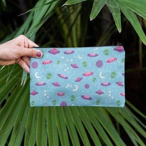 Pastel UFO alien Makeup bag | Accessory Pouch | galaxy space cosmic pastel goth punk | pencil clutch bag | pink sci fi spooky cute