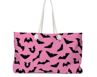 Pastel Gótico Rosa Murciélagos Weekender Bag / gran bolso lateral de verano mujeres espeluznante lindo kawaii moda alternativa miedo punk negro
